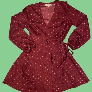 Maroon Loft long sleeve wrap dress